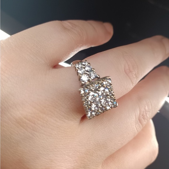 3.85 ctw Ring in Platinum Over Sterling Silver Made with Zirconia From Swarovski - Picture 4 of 9